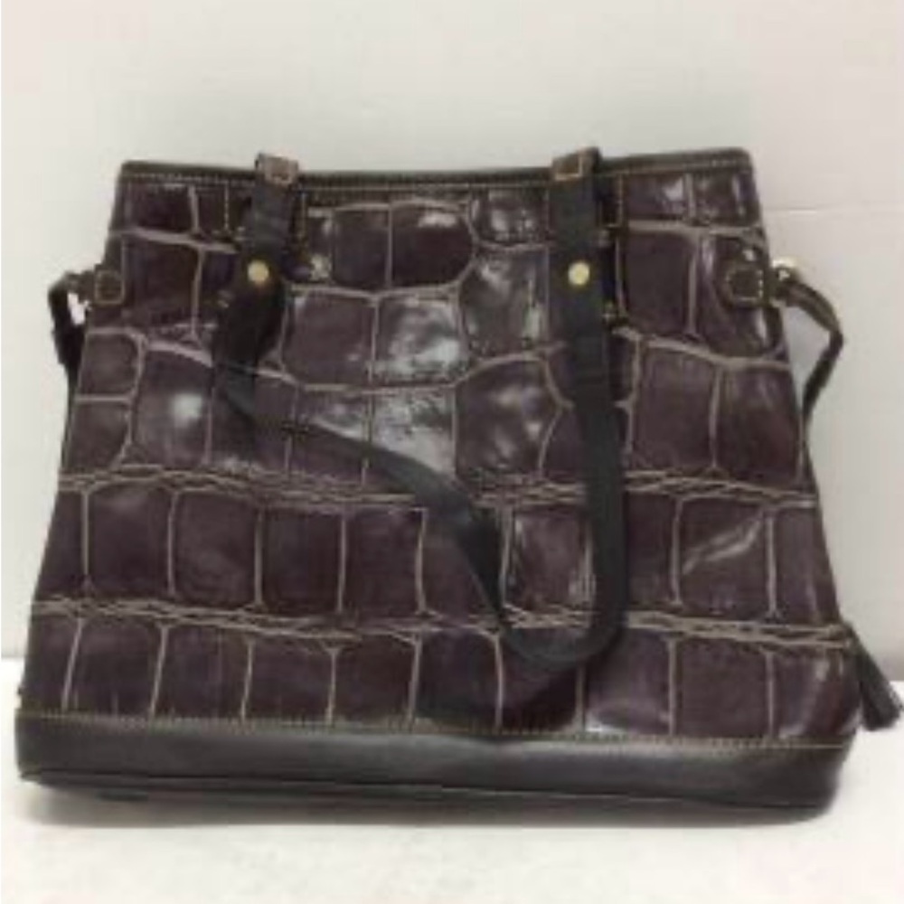 Dooney & Bourke Eggplant Croco Satchel with Accessories - Picture 3 of 8